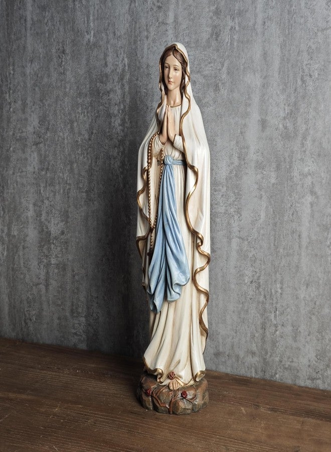 BC BUILDCLASSIC BC Catholic Our Lady of Lourdes Statue, Blessed Virgin Mary Figure for Altar,Religious Gift for Mom, Religious décor for Home, 14.5" H, Renaissance Sculpture Handmade by Buildclassic - Image 3